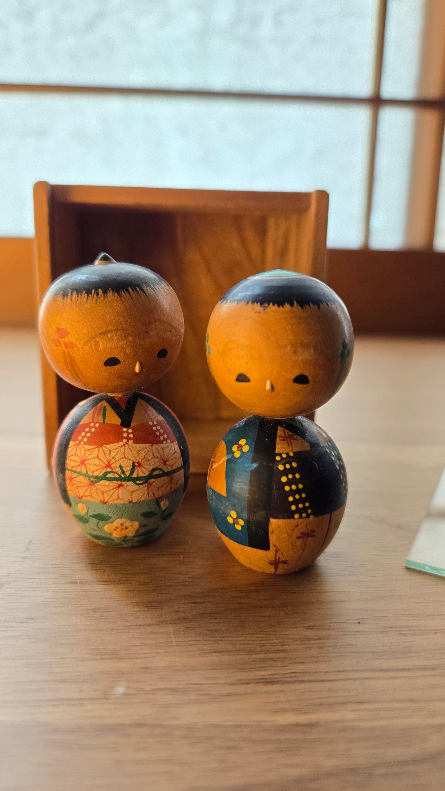 🪆 Paire de kokeshi japonaises vintage — Couple en kimono 夫婦こけし