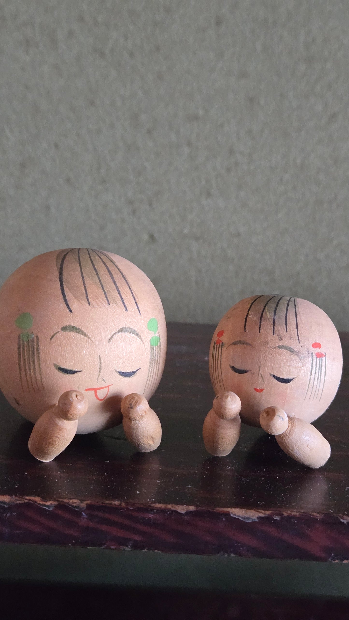 🪆 Kokeshi dormeuses — Duo | 7 cm & 6 cm