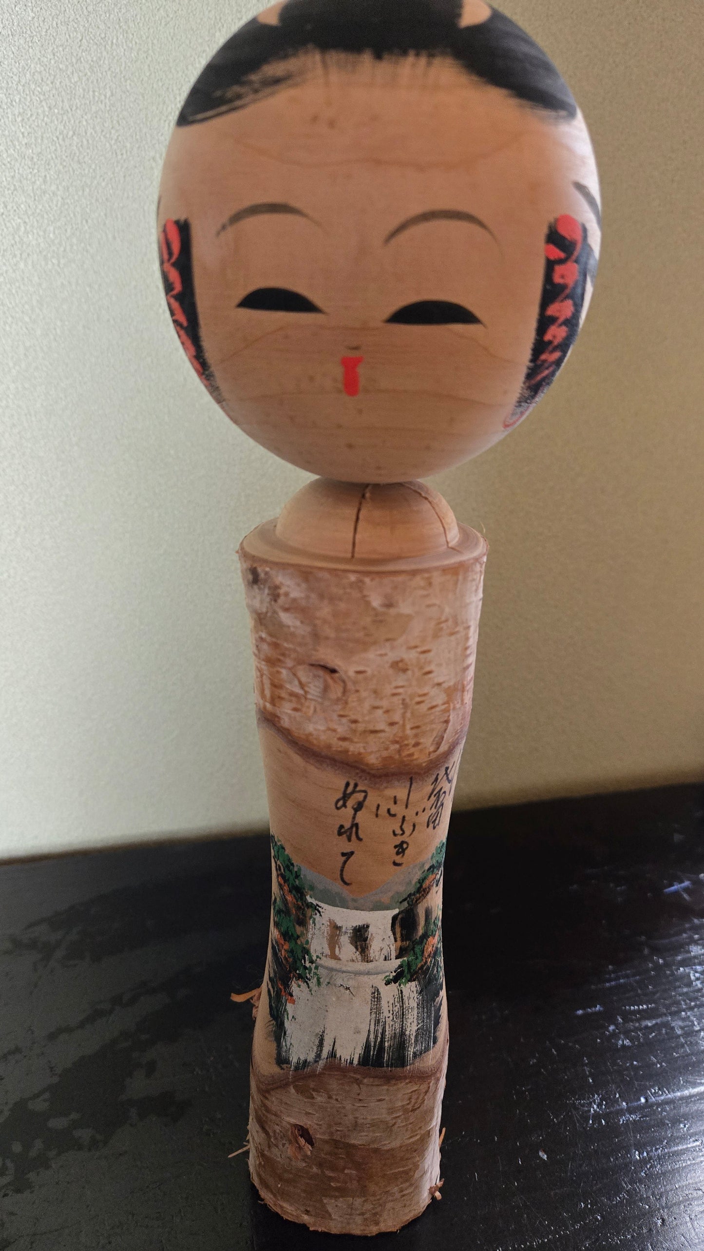 🎎 Kokeshi créative Marufuku (丸福) – Décor paysage et poésie – 30 cm