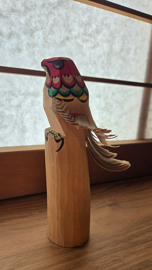 Otaka-poppo – Faucon folklorique japonais sculpté – Takasaki