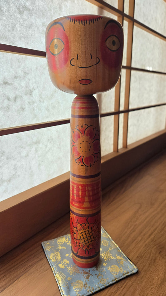 Grande Kokeshi Vintage Signée 30cm | Art Populaire Japonais Tōgatta | Décoration Wabi-Sabi