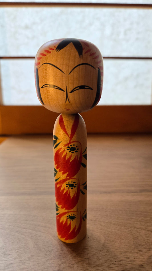 🪆🌻 Kokeshi japonaise vintage — "L'Été en Fleur" 向日葵