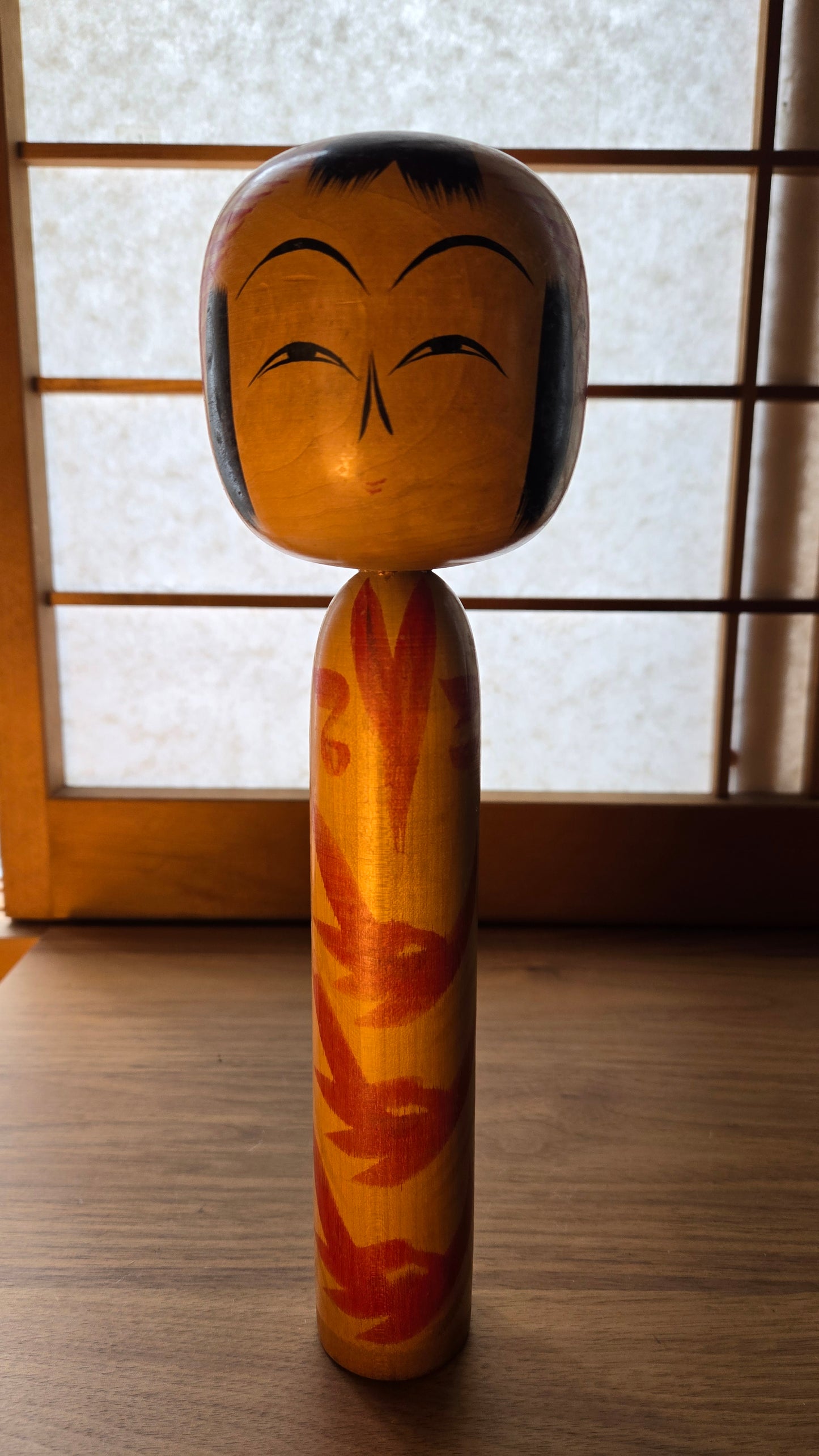 🪆🍁 Kokeshi japonaise vintage dédicacée — "Feuilles d'Automne" 紅葉