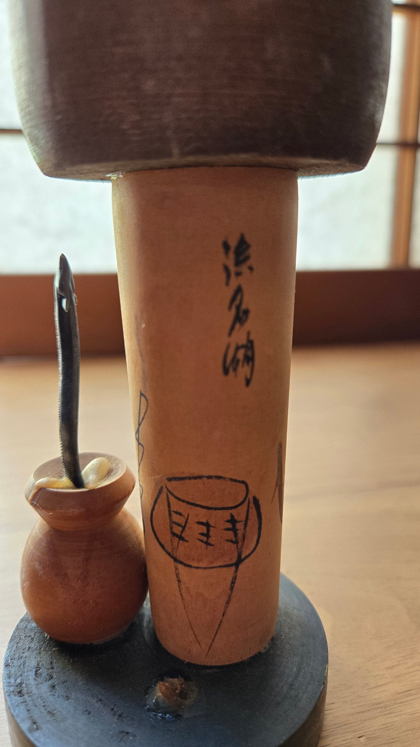 🪆🎣 Kokeshi japonaise vintage — "Le Pêcheur du Lac Hamana" 浜名湖