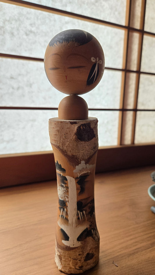 🪆 Kokeshi japonaise vintage — Sosaku écorce de bouleau