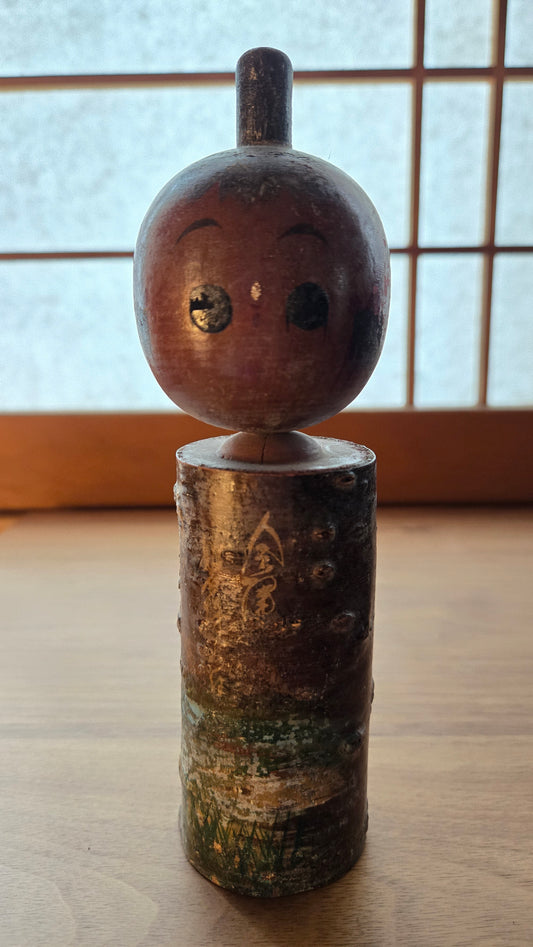 🪆 Kokeshi japonaise vintage — Sosaku écorce