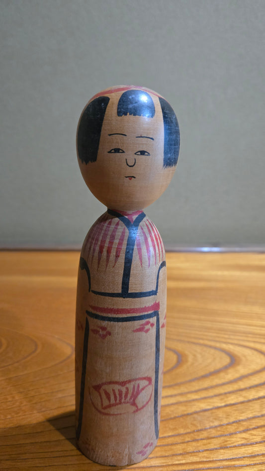 Kokeshi créative Aki no Temari 🍂 — Otaru, Hokkaido, signée Kutarō, 18 cm