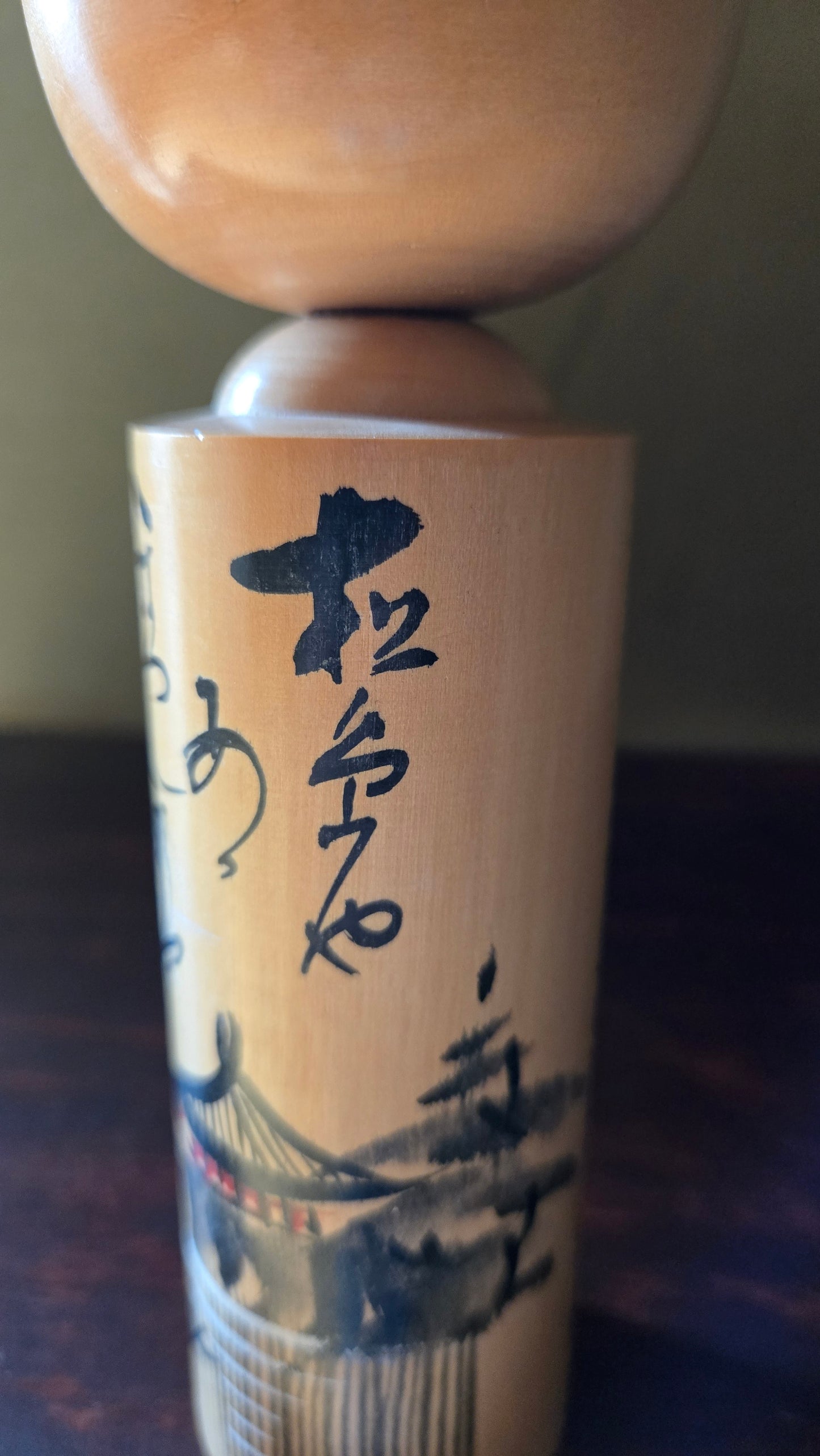 Kokeshi créative littéraire 🌊 — haïku de Matsushima, torii et pagode peints, Miyagi, 20 cm