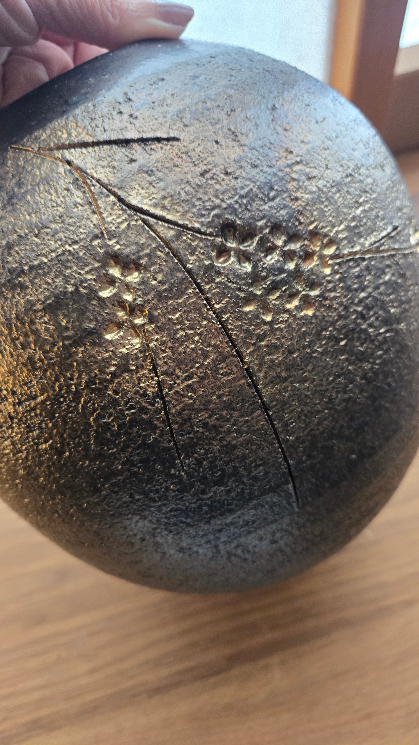 🏺 Vase en grès Shigaraki-yaki (信楽焼) — Japon | Pièce signée, boîte d'origine
