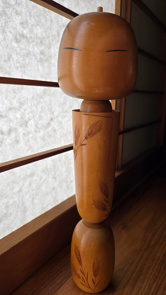 🌾 Kokeshi Sōsaku — "L'Esprit du Blé" — Kishi Sadao — 37 cm