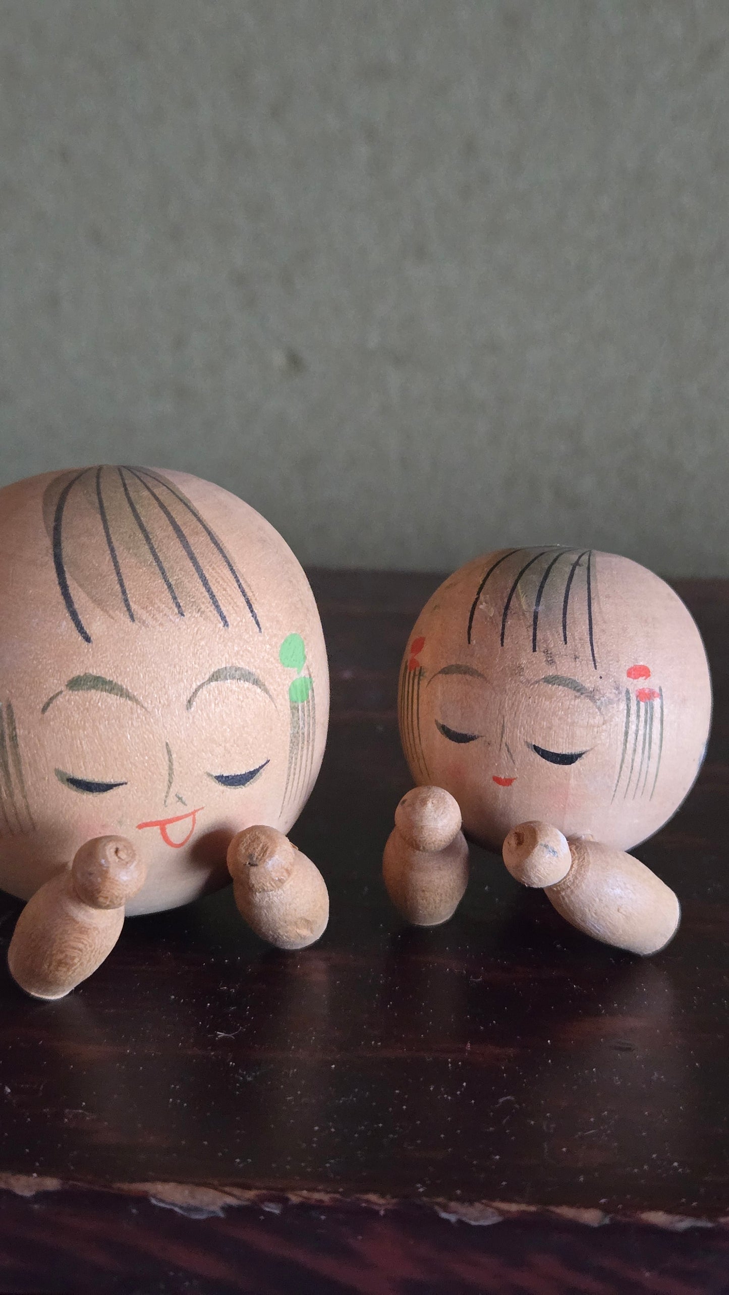 🪆 Kokeshi dormeuses — Duo | 7 cm & 6 cm