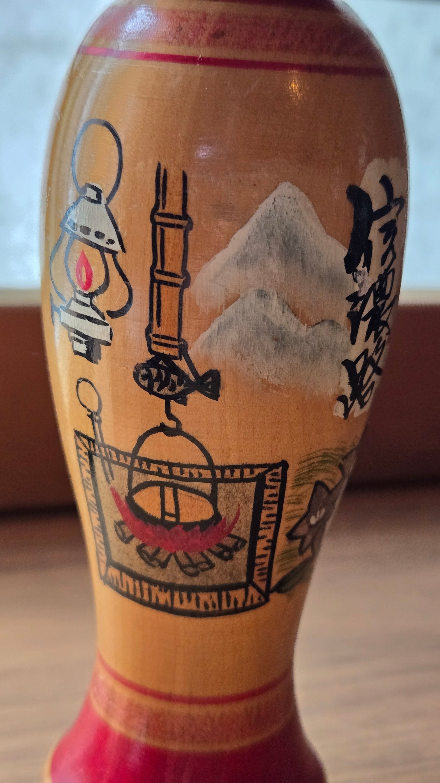 🎎 Kokeshi « Shinano-ji » – Scène d'irori, route de Shinano (Nagano)