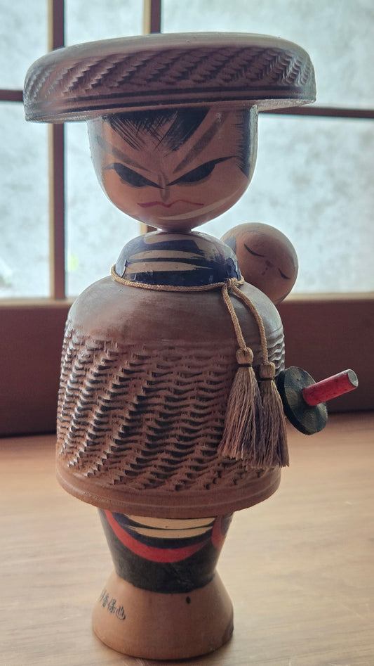 🎎 Poupée souvenir en bois, mère et enfant (子守り), Ikaho