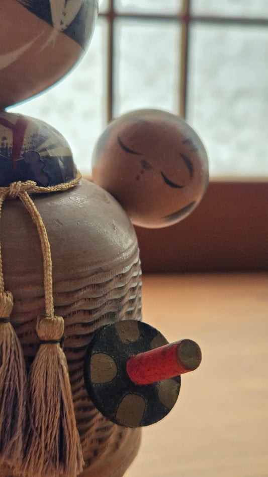 🎎 Poupée souvenir en bois, mère et enfant (子守り), Ikaho
