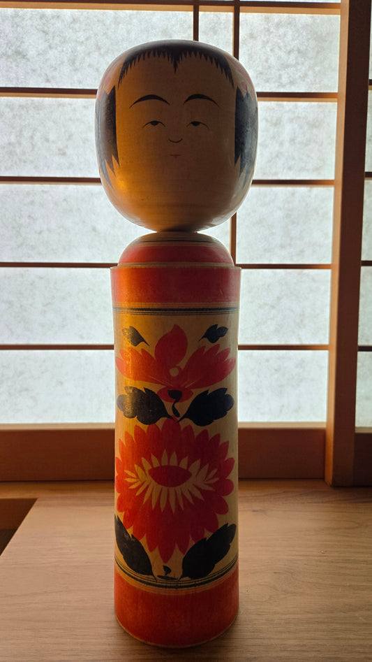 🎎 Grande Kokeshi commémorative Naruko signée Katō Shin'ichi — Célébration du Kiju, 1998