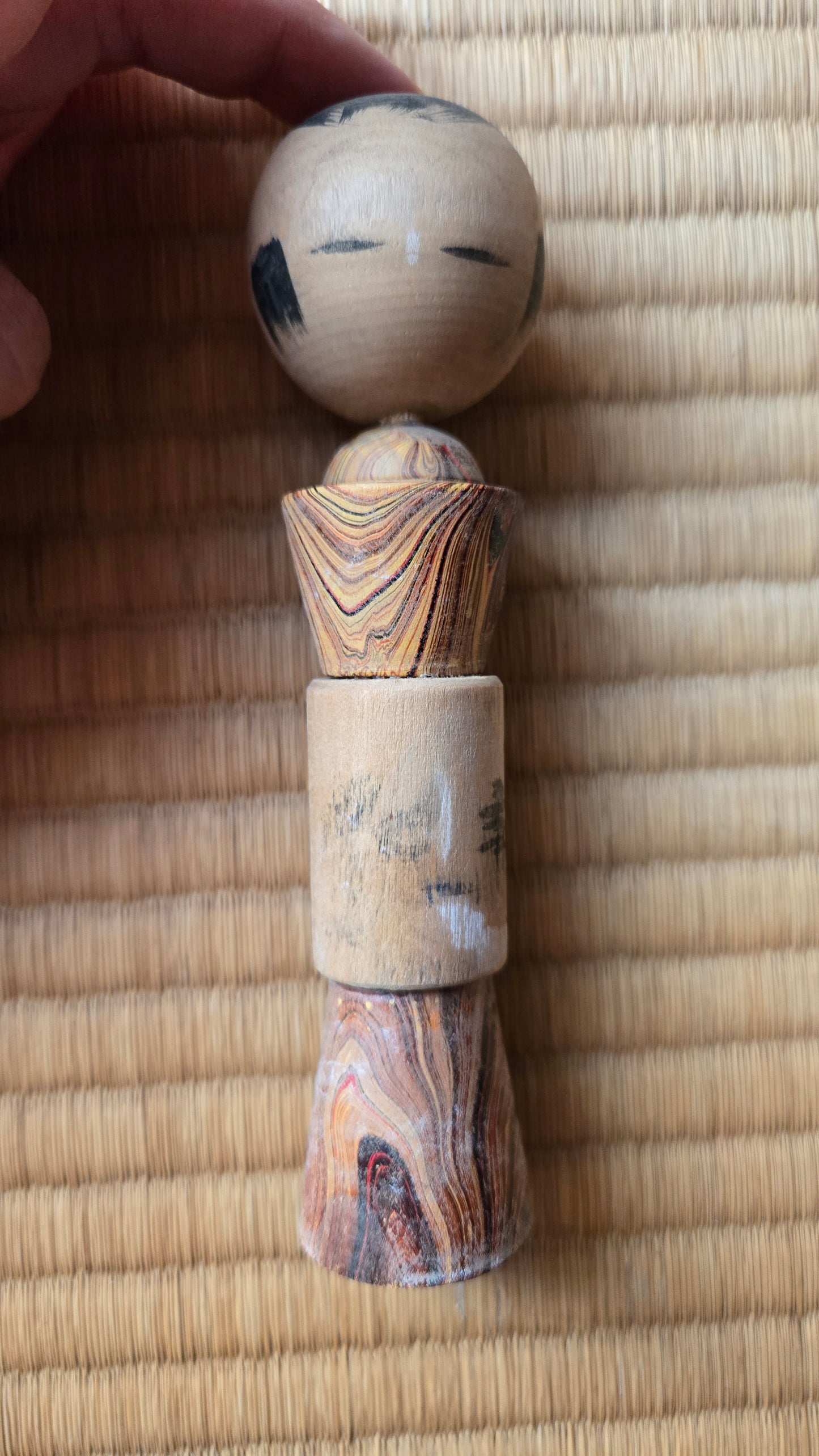 🎎 Kokeshi sōsaku à corps segmenté, tête sphérique