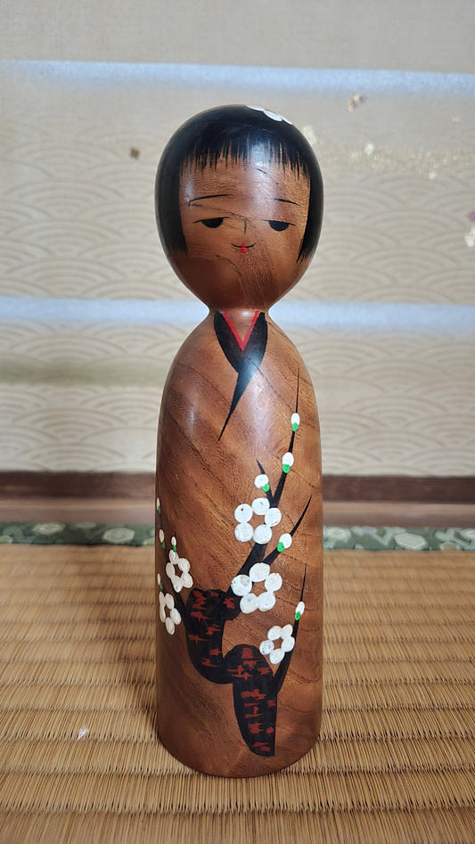 🎎 Kokeshi vintage signée, style sōsaku (bois naturel) — Japon