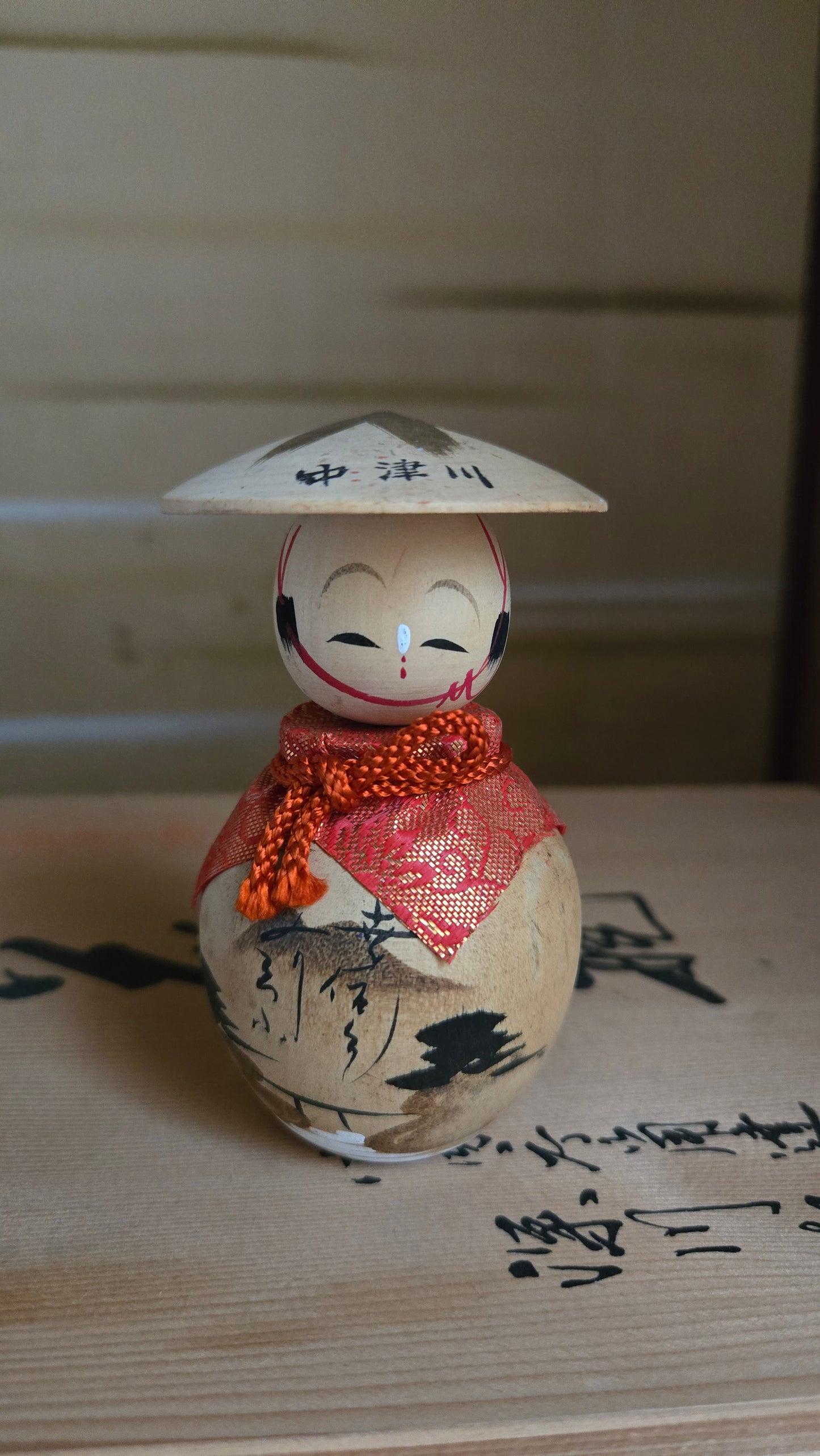 🎎 Poupée-souvenir en bois en forme de Jizō — Nakatsugawa, Gifu