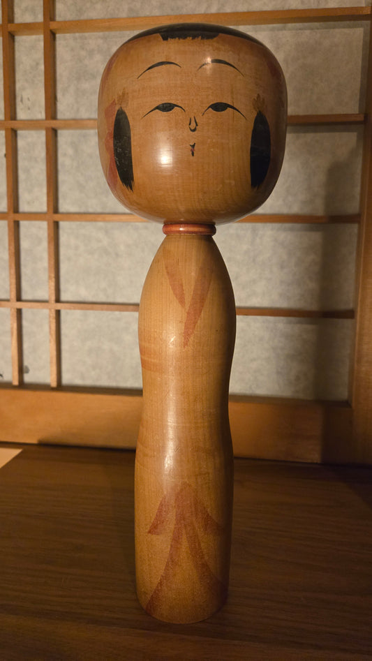 🎎 Kokeshi Kijiyama au bois naturel, grande taille