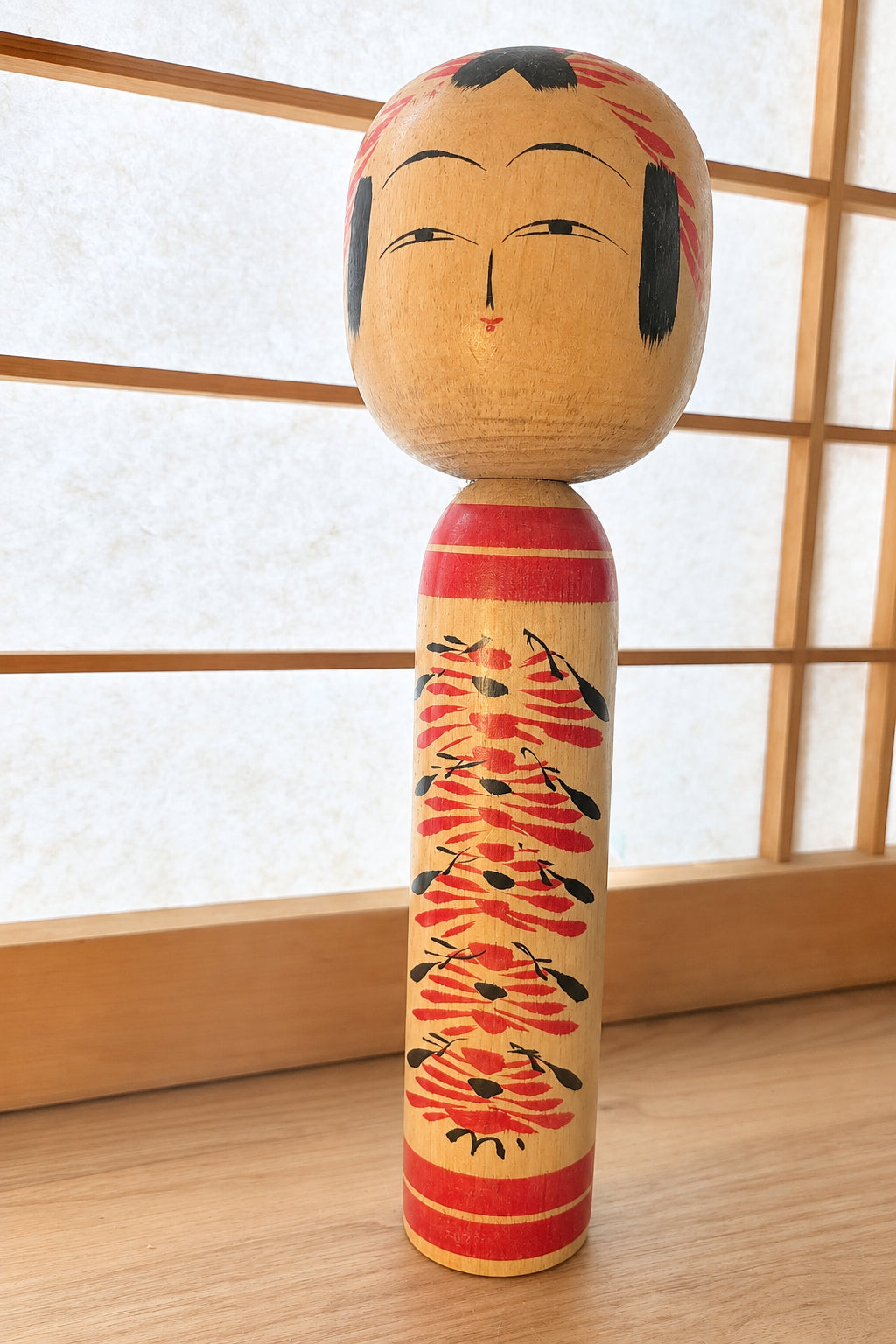🪆🌸 Grande Kokeshi japonaise vintage —  Tsugaru