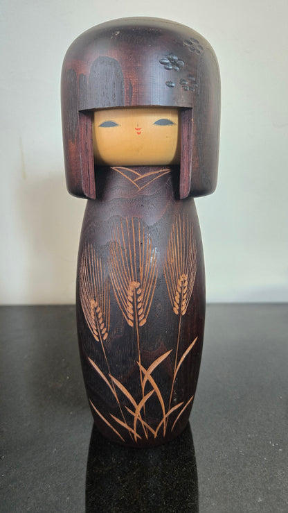 🎍 Kokeshi créative primée « Épis d'orge » – Prix du directeur de l'Agence des PME, Concours national de kokeshi – Japon, vintage