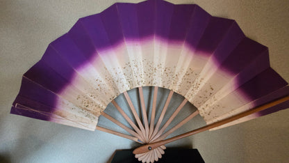 🎴 Éventail de danse japonaise (maï-ōgi) – dégradé violet et poudre d’or