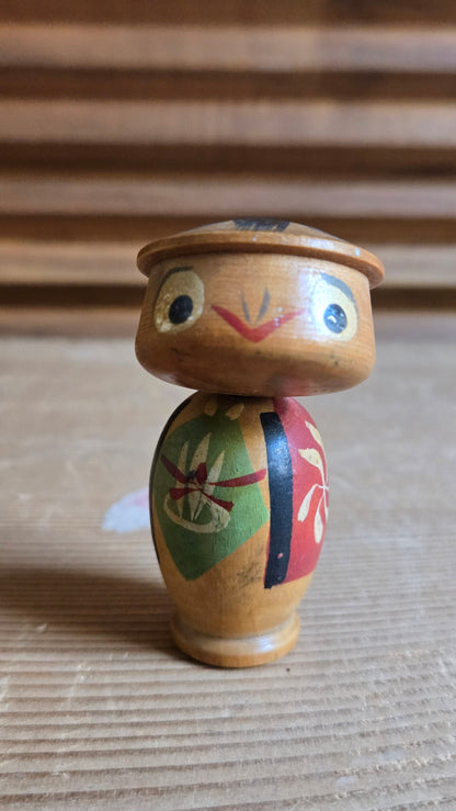 🐸 Kokeshi kappa miniature – créature du folklore japonais, vintage peinte à la main