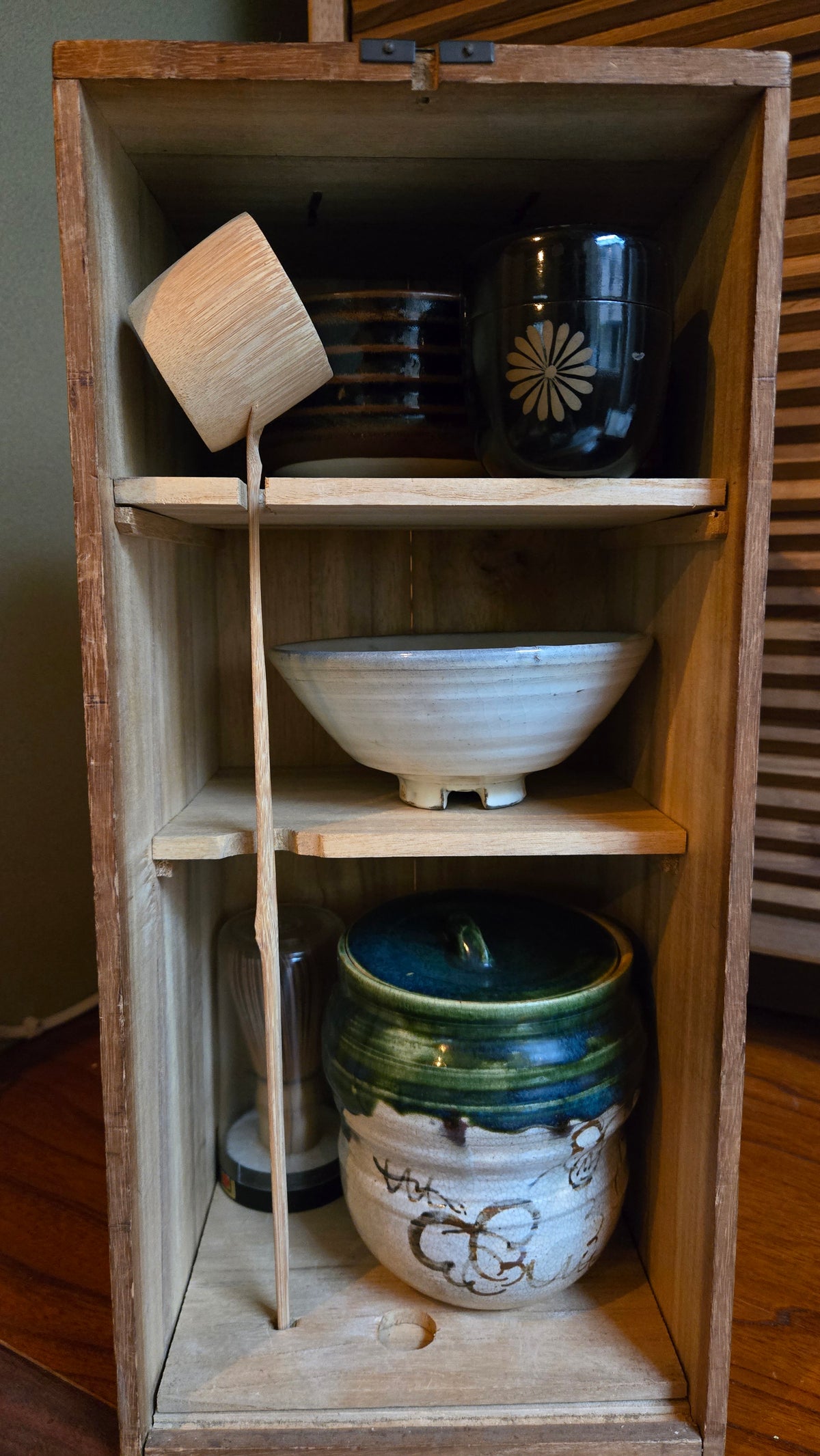 🍵 Set de cérémonie du thé japonaise complet dans sa boîte de rangement en bois