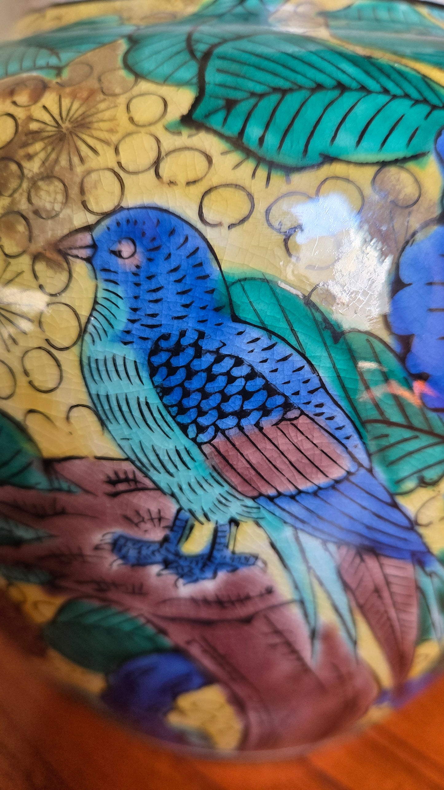 🏺 Vase en céramique Kutani — Oiseau et pivoine — Atelier Tōgen