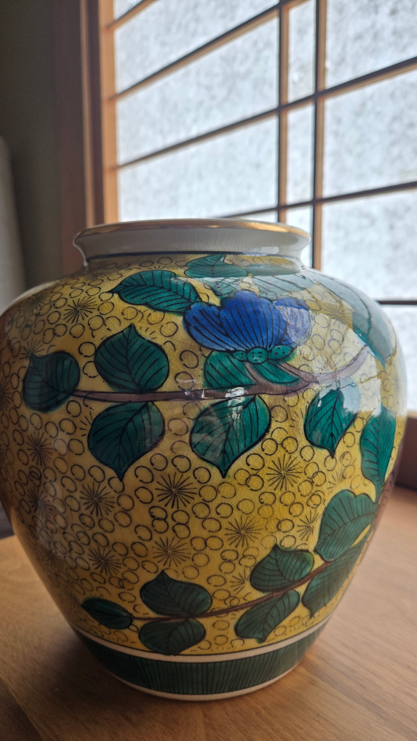 🏺 Vase en céramique Kutani — Oiseau et pivoine — Atelier Tōgen
