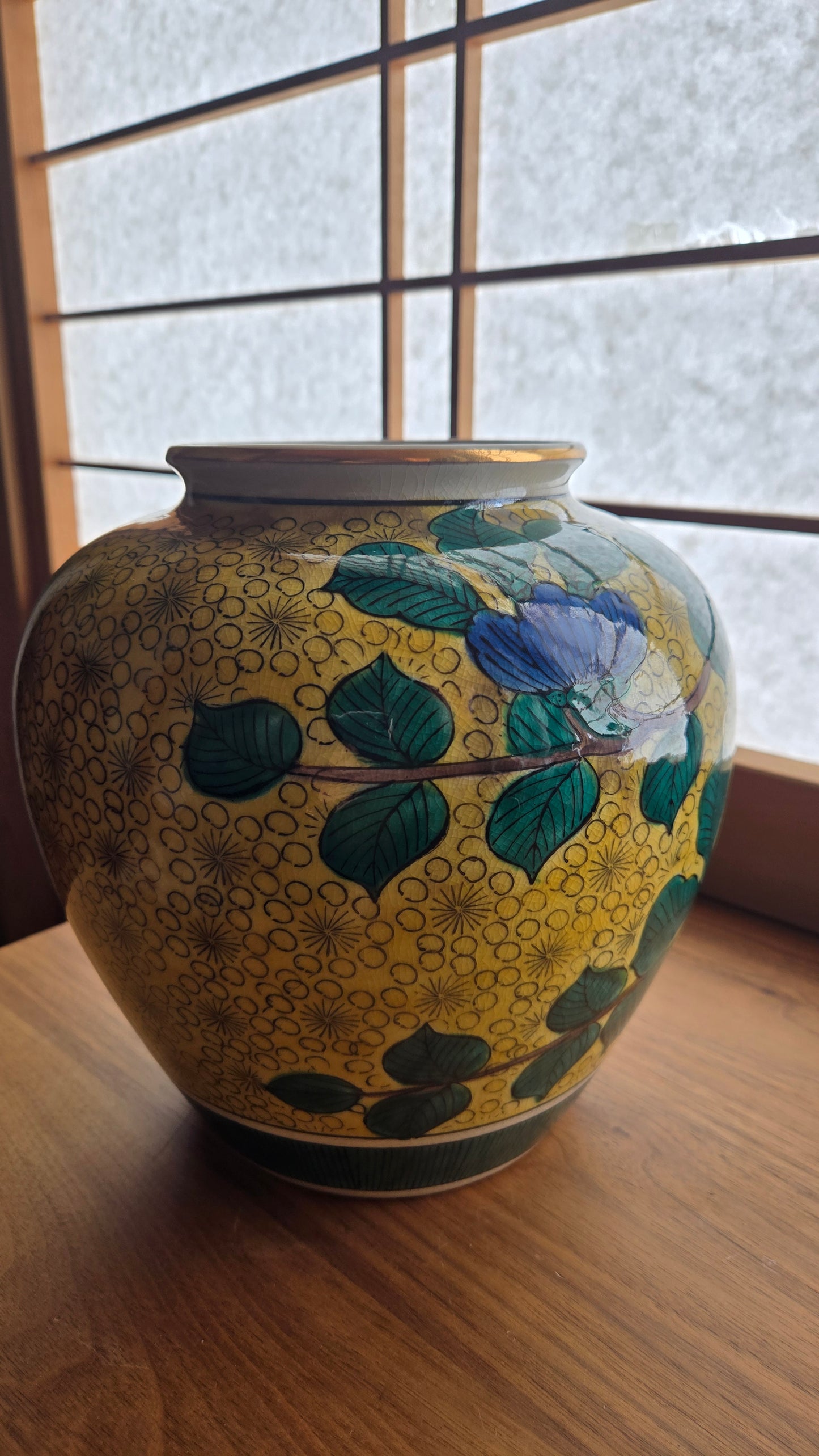 🏺 Vase en céramique Kutani — Oiseau et pivoine — Atelier Tōgen