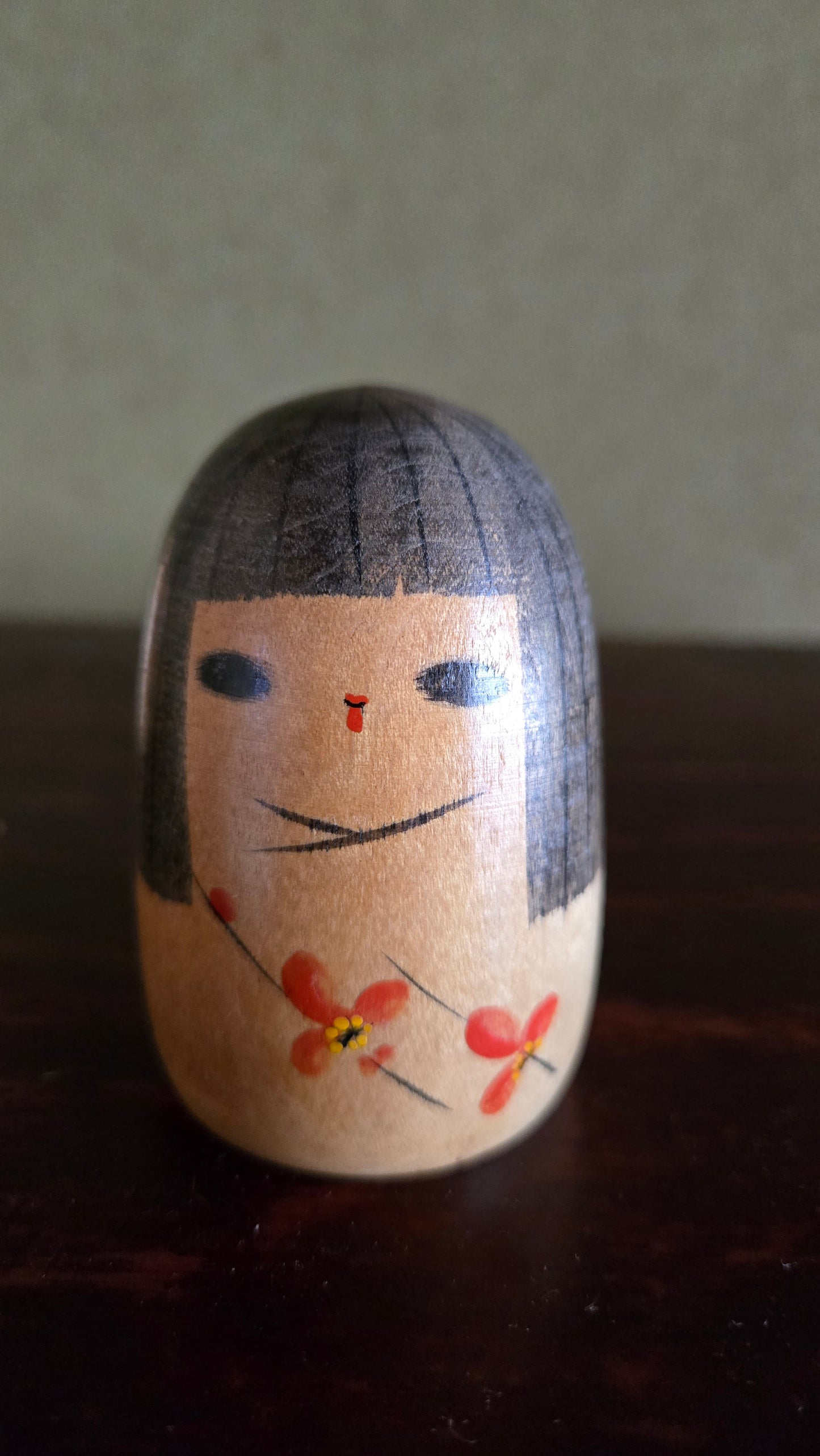 Lot 4 kokeshi boule 四季 — Les Quatre Saisons 🌸🌺🍂❄️ — série complète, style Sosaku, 7 cm