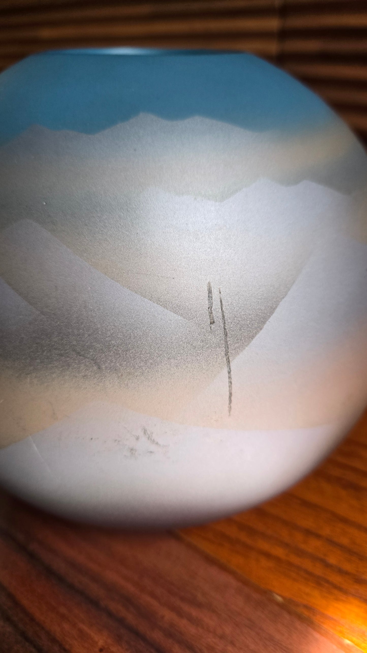 🏺 Vase japonais Kutani-yaki – Chaîne de montagnes – Forme boule – Ino Seihō – Signé